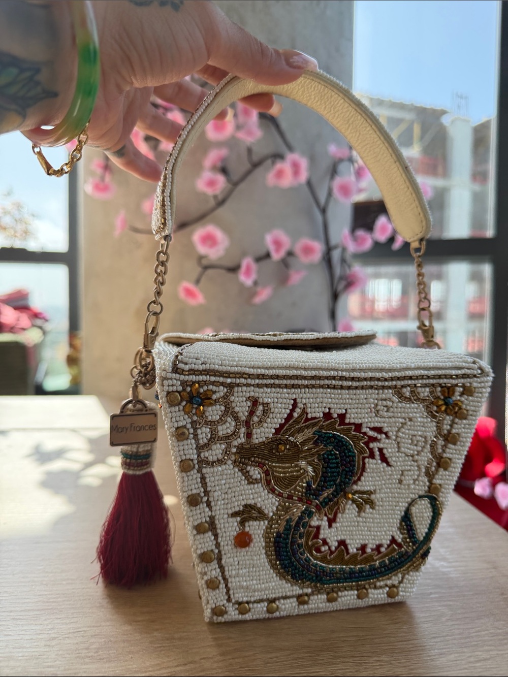 Mary Frances Noble Dragon Beaded Takeout Handbag